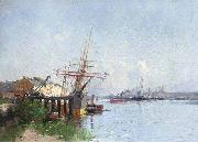 Eugene Galien-Laloue Harbour scene painting